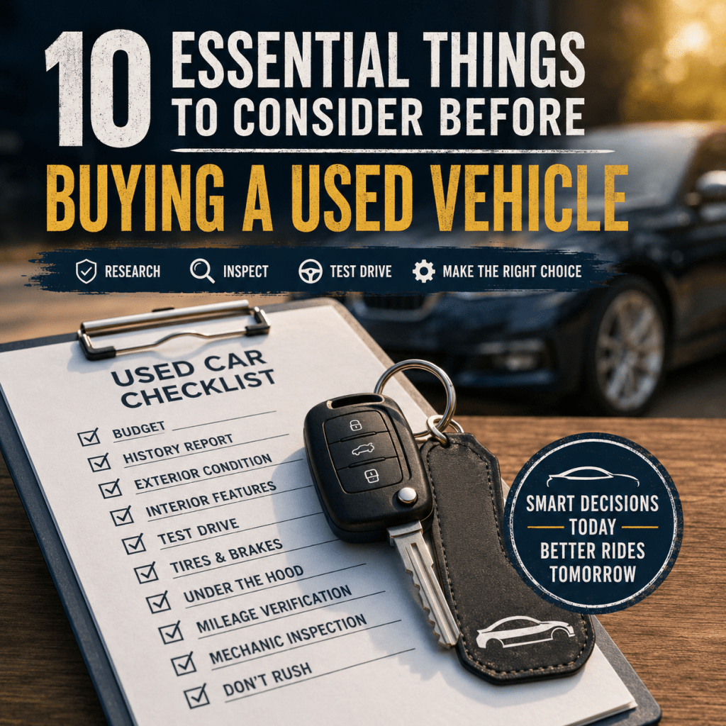10 Essential Things to Consider Before Buying a Used&nbsp;Vehicle