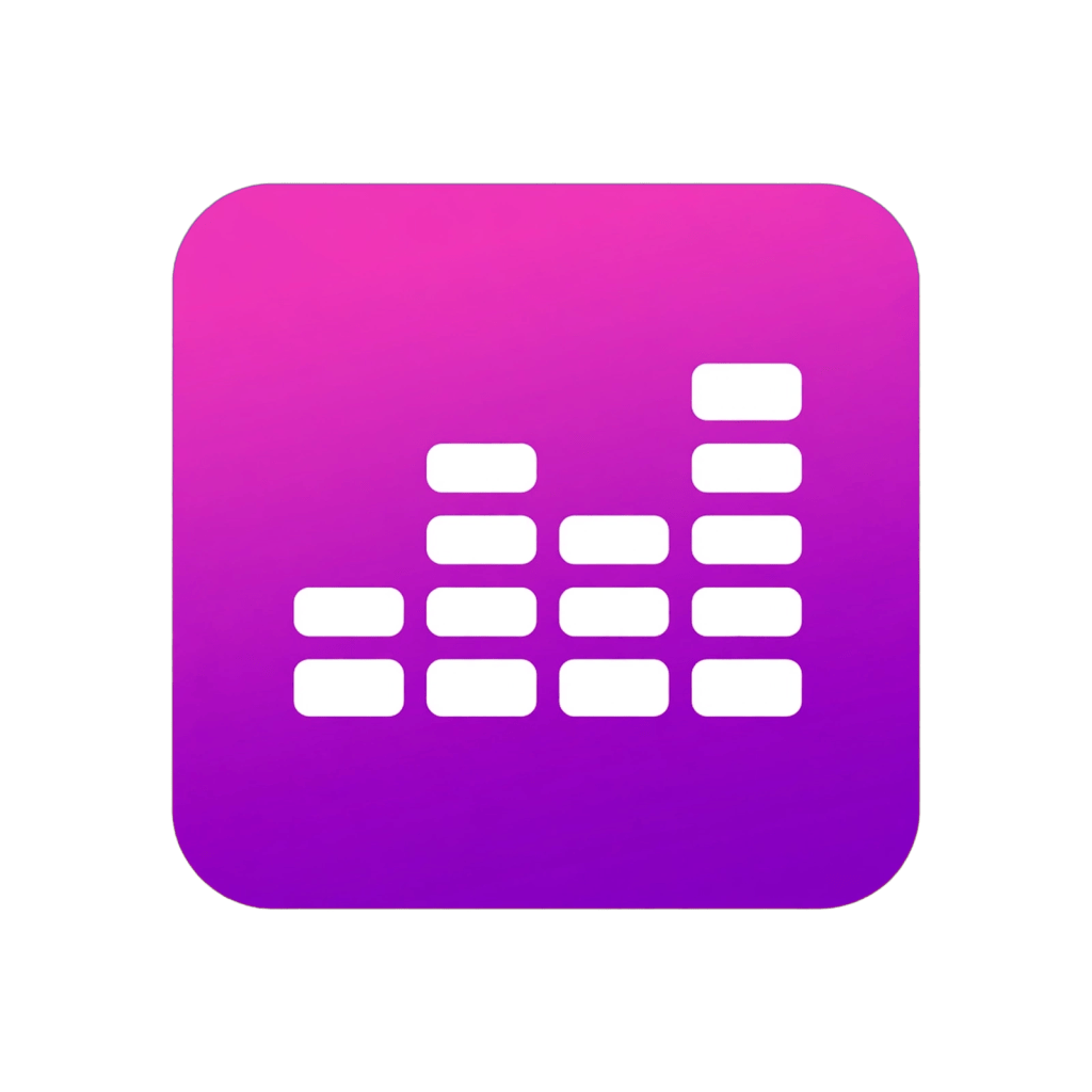 Icon with a gradient purple background featuring a white equalizer graphic.