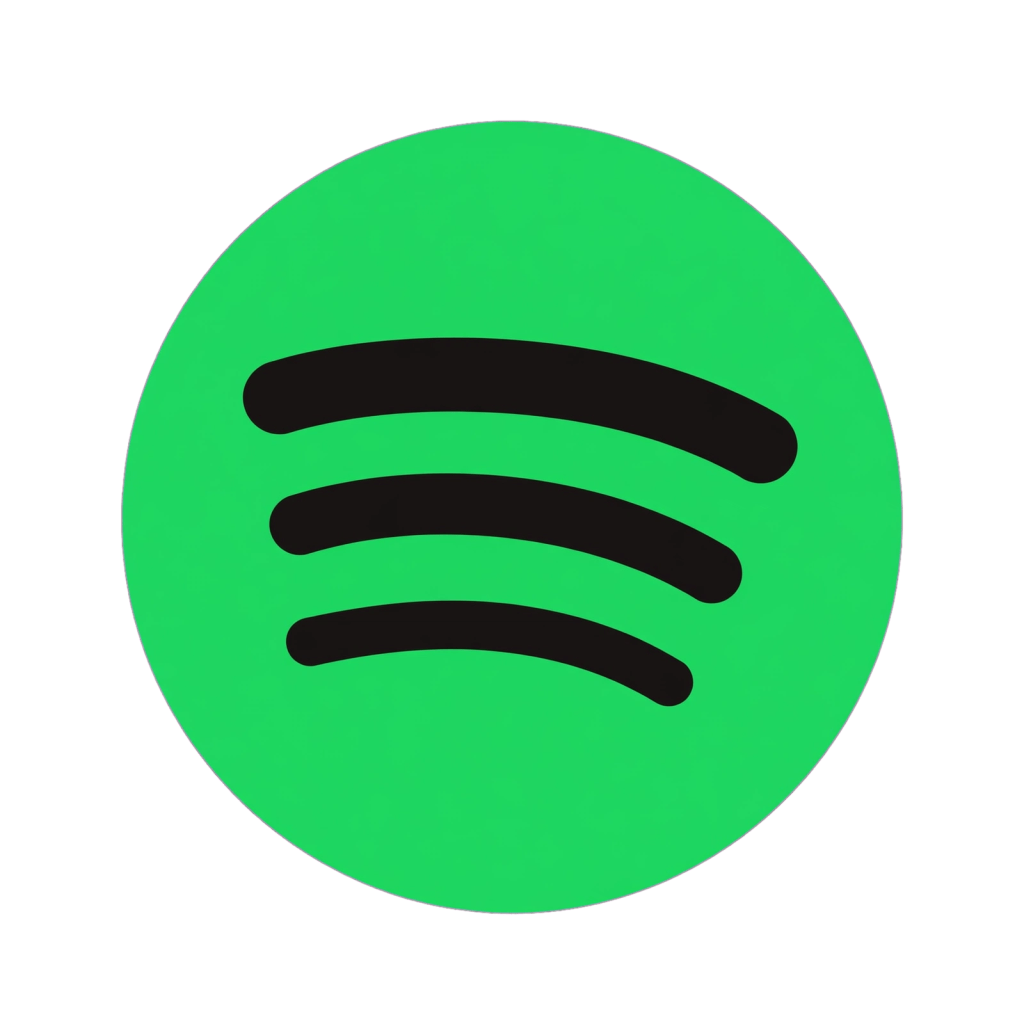 Spotify logo featuring a green circle with three black curved lines representing sound waves.